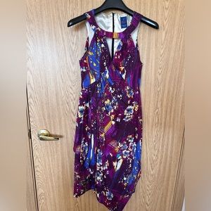 Handmade by Marfy Purple Multi Colored Cotton  Asymmetrical Dress Women’s 0P